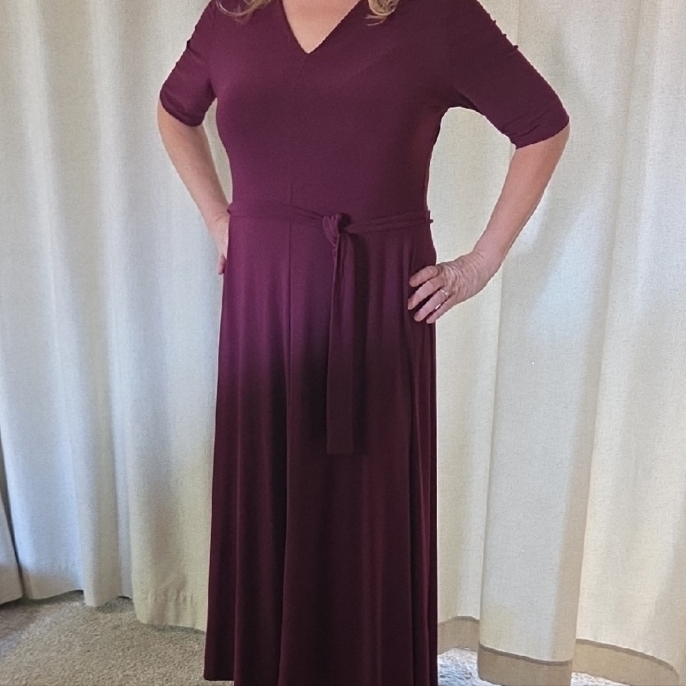 MSK Deep Burgundy Long Sleeve Dress